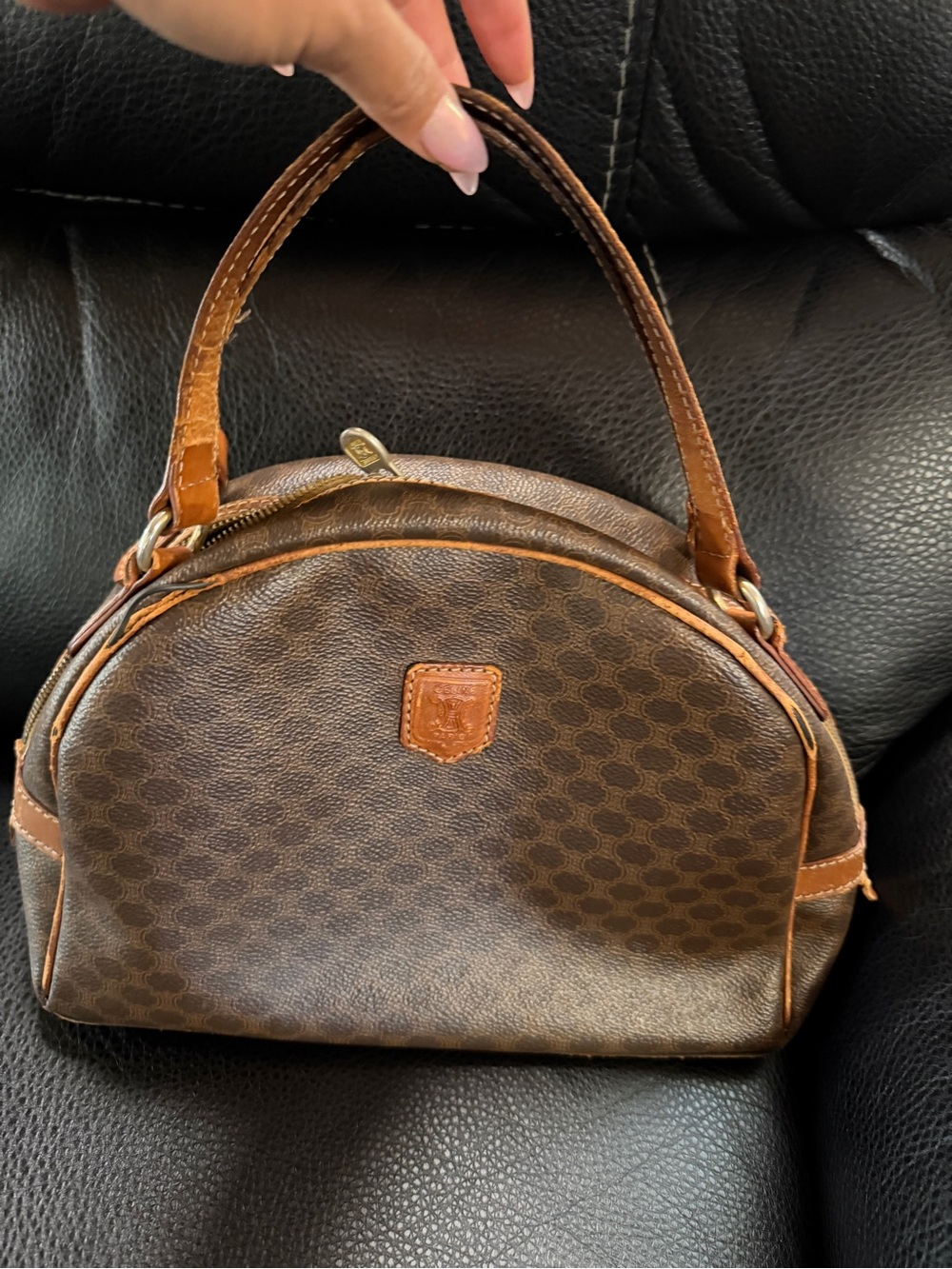 Celine Brown and Tan Dome Top-Handle Crossbody Bag